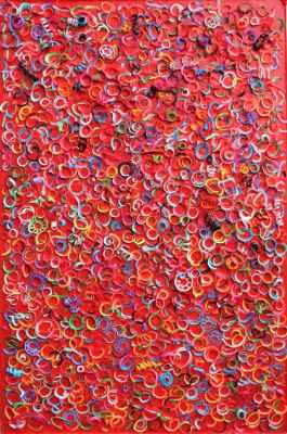 2015 Gaiezza plastica colorata su multistrato di legno cm 60x40