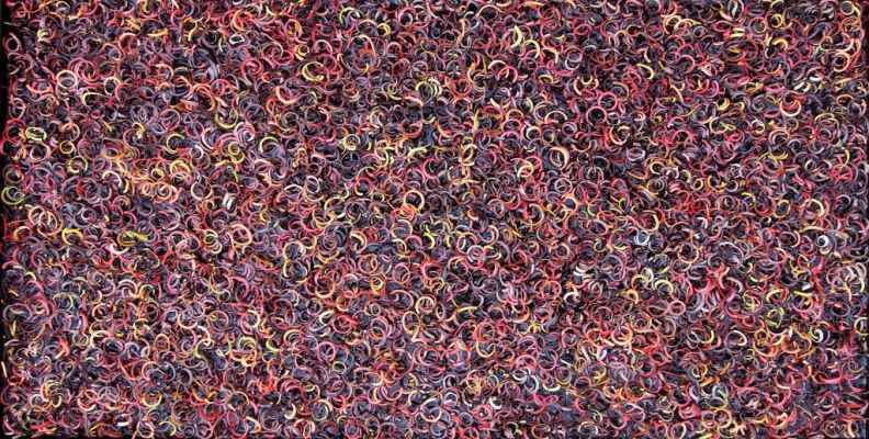 2017 Riccioli nuziali al cioccolato plastica colorata su multistrato di legno cm 70x120